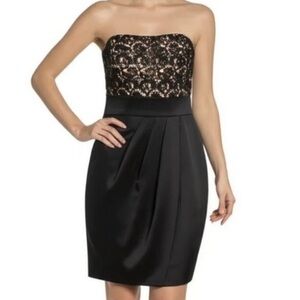 White House Black Market Dress SZ 2 Black Sheath Mini Floral Lace Cocktail Party